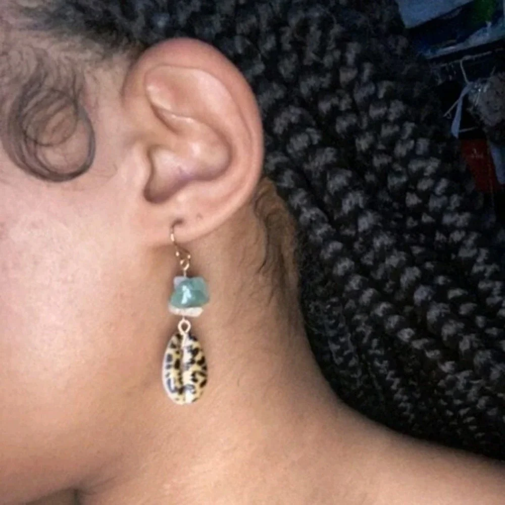 Boho Cowrie Shell Beaded Dangle Earrings Boho Beach Coastal tropical vacation